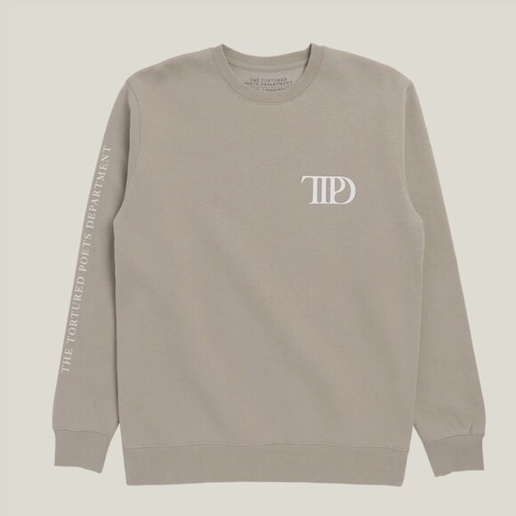 Taylor Swift Authentic The Tortured Poets Department Beige Crewneck Size XL - Picture 1 of 9